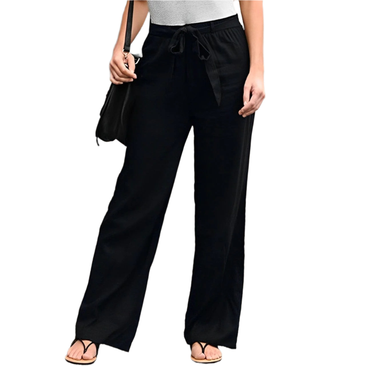 Dames zomerbroek in linnen broek heren stijl met elastische taille