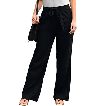 Dames zomerbroek in linnen broek heren stijl met elastische taille