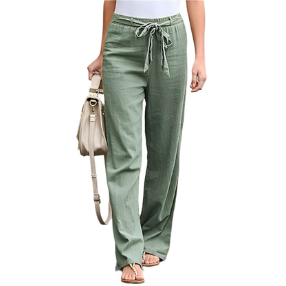 Dames zomerbroek in linnen broek heren stijl met elastische taille