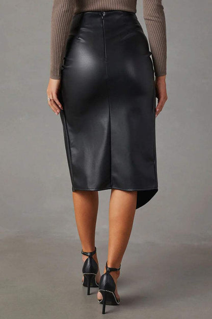 Lena™ |  Open Leren Rok Modehuis-Nederland