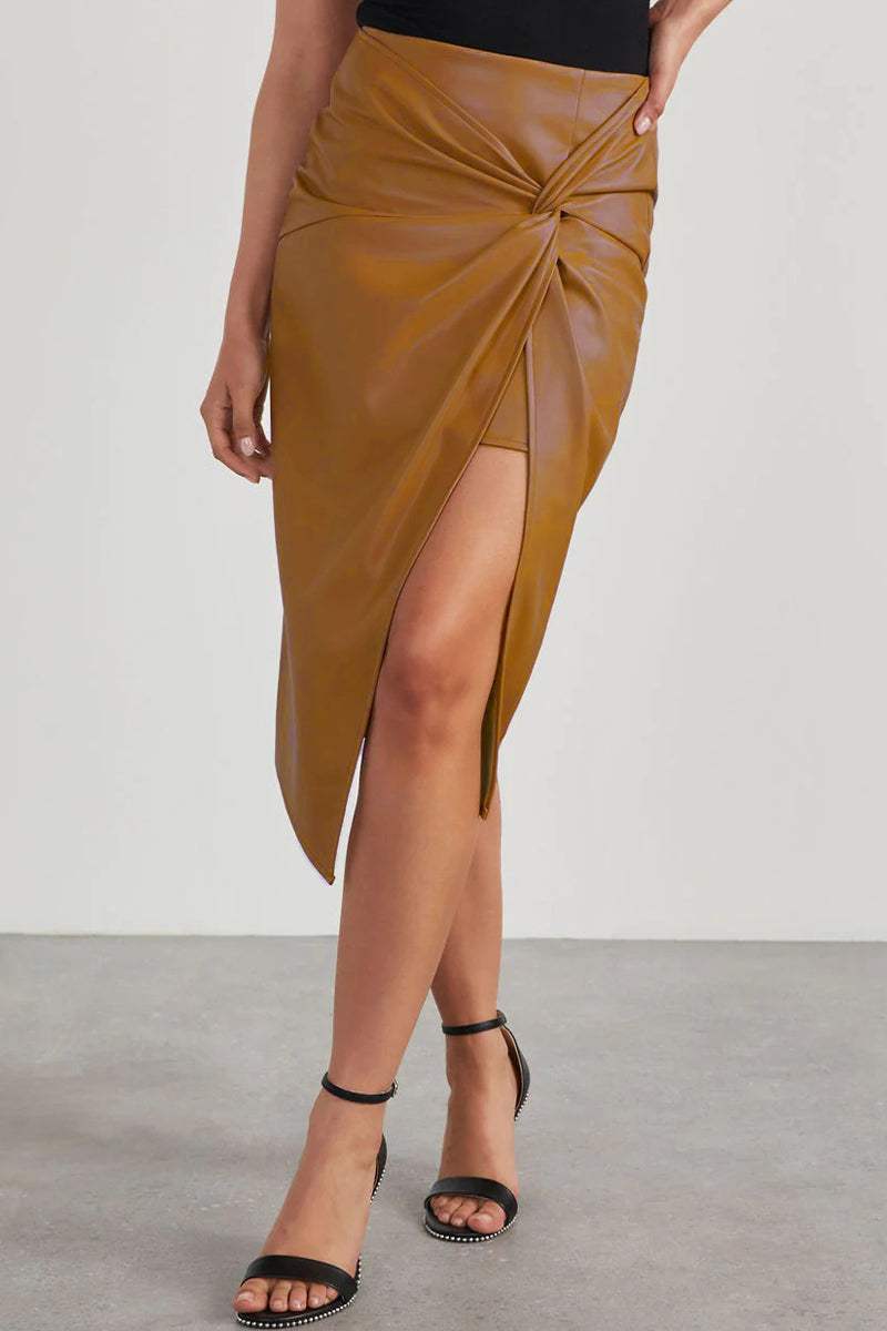 Lena™ |  Open Leren Rok Modehuis-Nederland