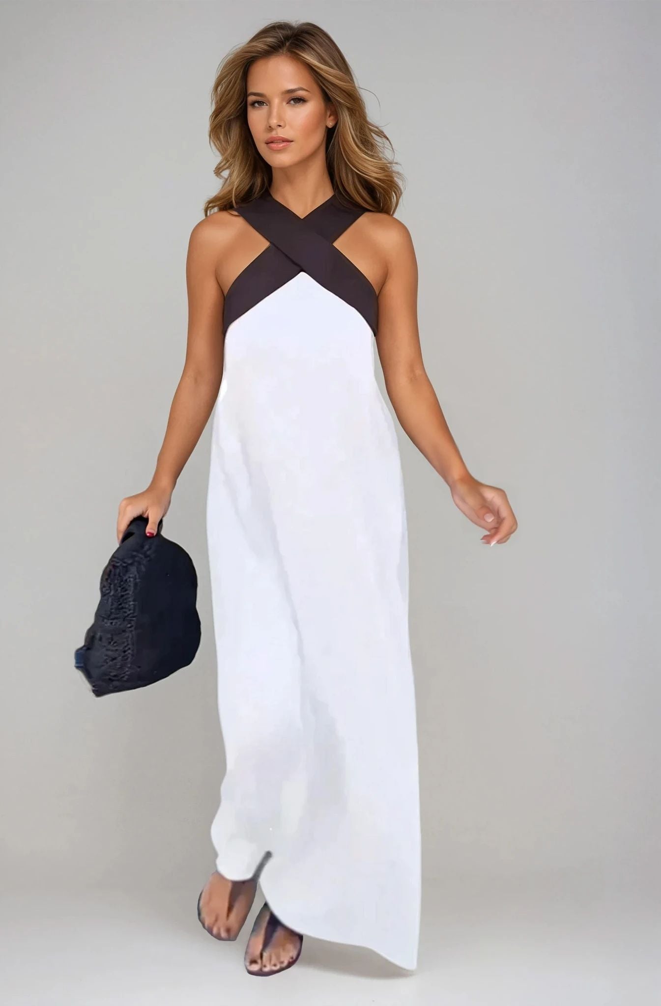 Nicole - Stylish Crossover Neckline Dress Modehuis-Nederland