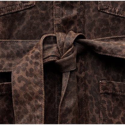 Malia – Taillierte Jacke mit Animalprint in Schokobraun Modehuis-Nederland