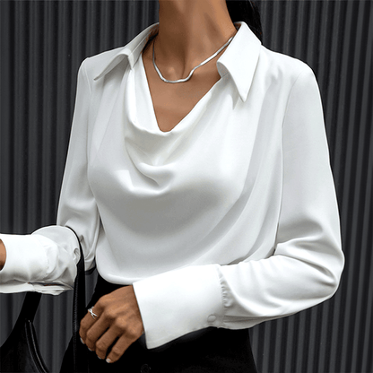 Blouse - V-hals - Satijn - Perfect voor Elegante Gelegenheden Modehuis-Nederland
