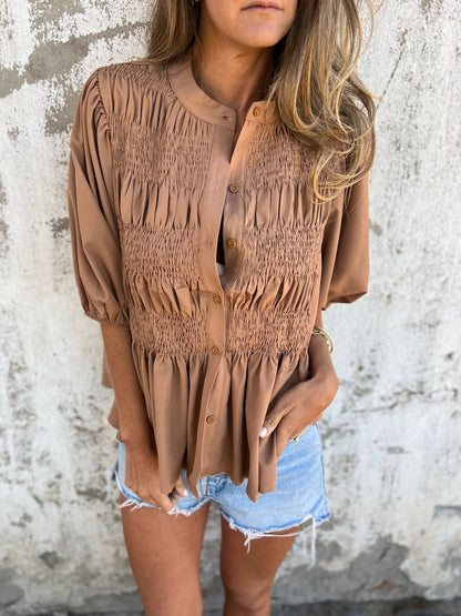ELIZA™ - Pleated Button-Up Blouse Modehuis-Nederland