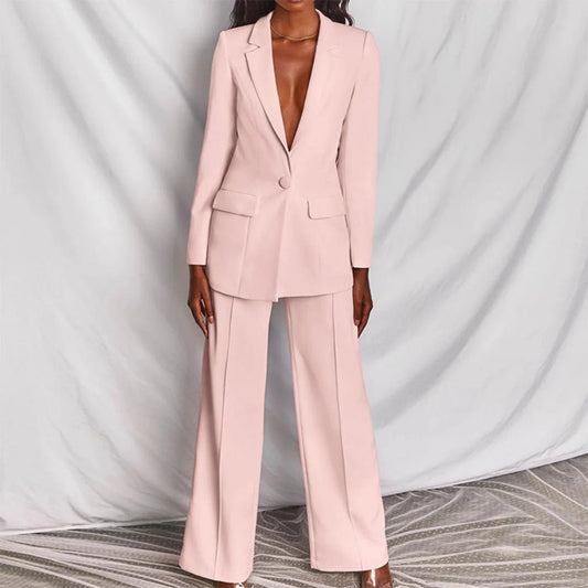 Evelyn – Taillierter Blazer & Weit geschnittene Hose Anzug-Set Modehuis-Nederland