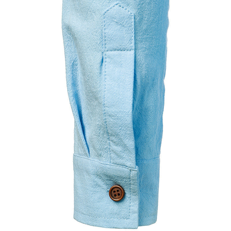 Heren Vintage Linnen Overhemd met Lange Mouwen Modehuis-Nederland