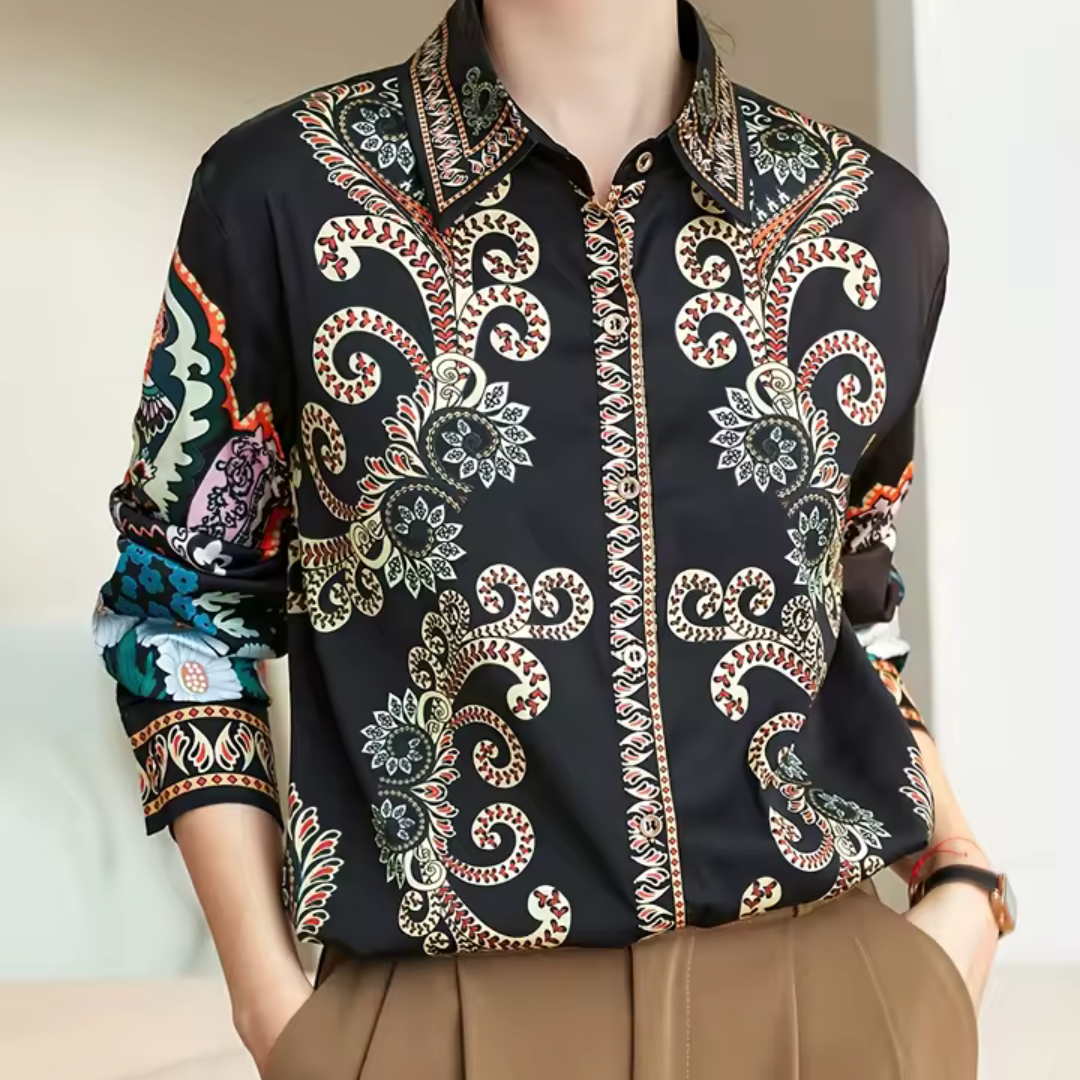 Rozemarijn | Dames blouse met lange mouwen en klassieke kraag Modehuis-Nederland