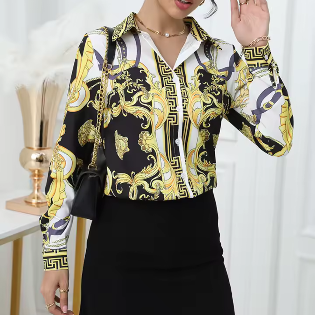 Rozemarijn | Dames blouse met lange mouwen en klassieke kraag Modehuis-Nederland