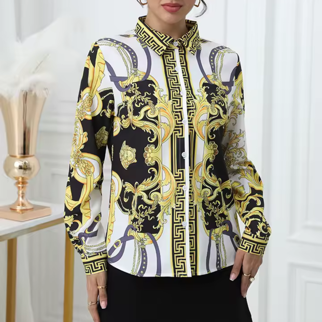 Rozemarijn | Dames blouse met lange mouwen en klassieke kraag Modehuis-Nederland