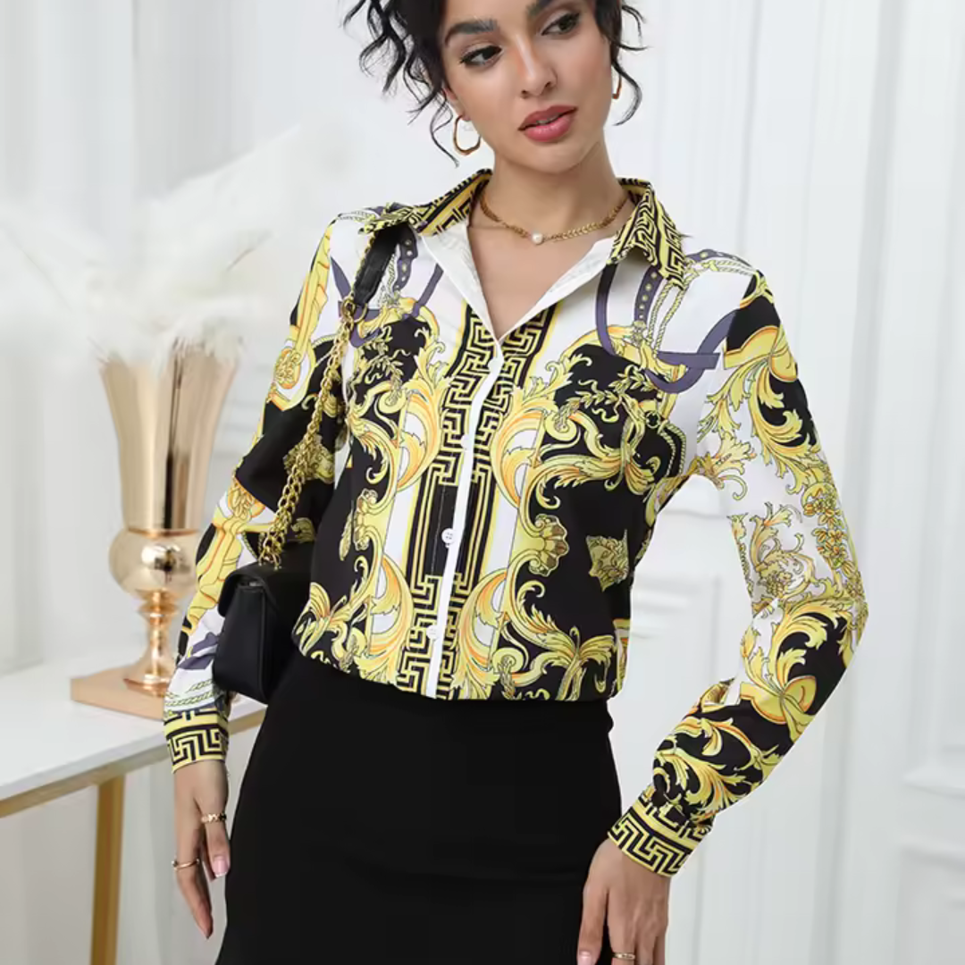 Rozemarijn | Dames blouse met lange mouwen en klassieke kraag Modehuis-Nederland