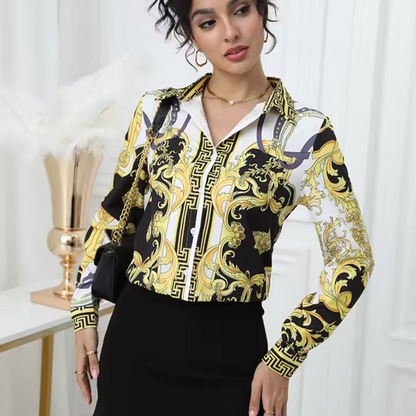 Rozemarijn | Dames blouse met lange mouwen en klassieke kraag Modehuis-Nederland