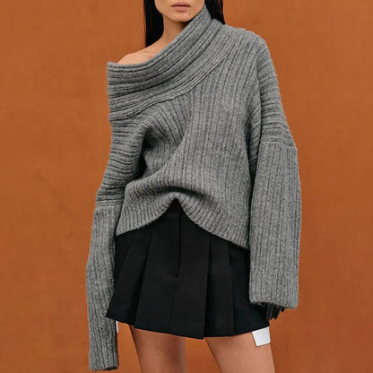 Ines – Oversized Off-Shoulder Pullover aus geripptem Strick Modehuis-Nederland