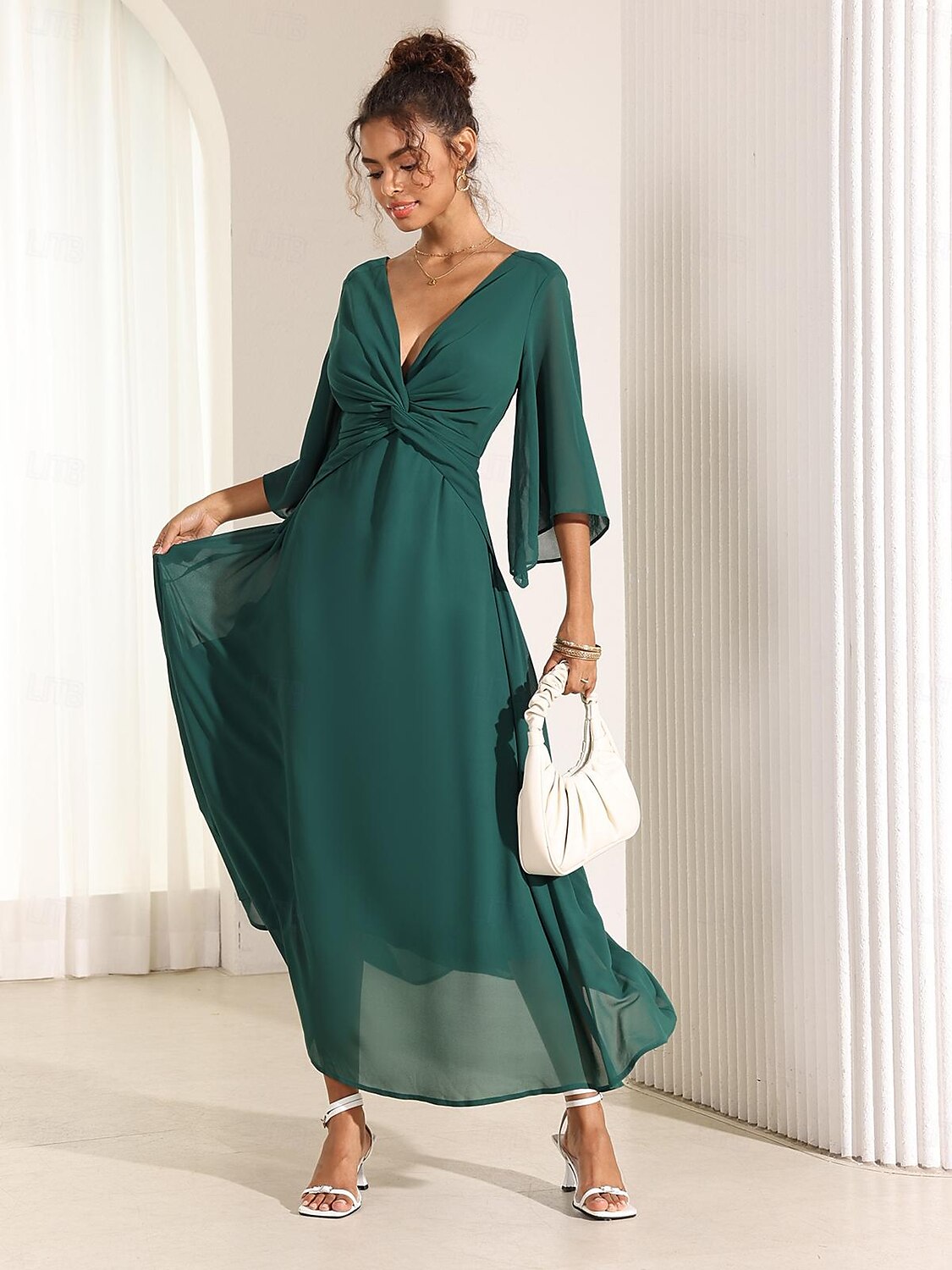Isabella™ | Lange jurk met elegante ruches Modehuis-Nederland