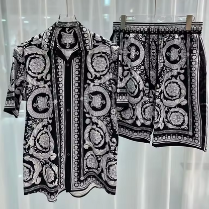 Quint | Heren set met overhemd met korte mouwen en bijpassende short Modehuis-Nederland