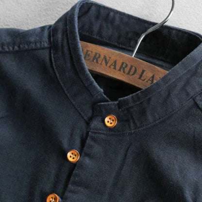 Men's slim fit shirt with stand-up collar and long sleeves Modehuis-Nederland
