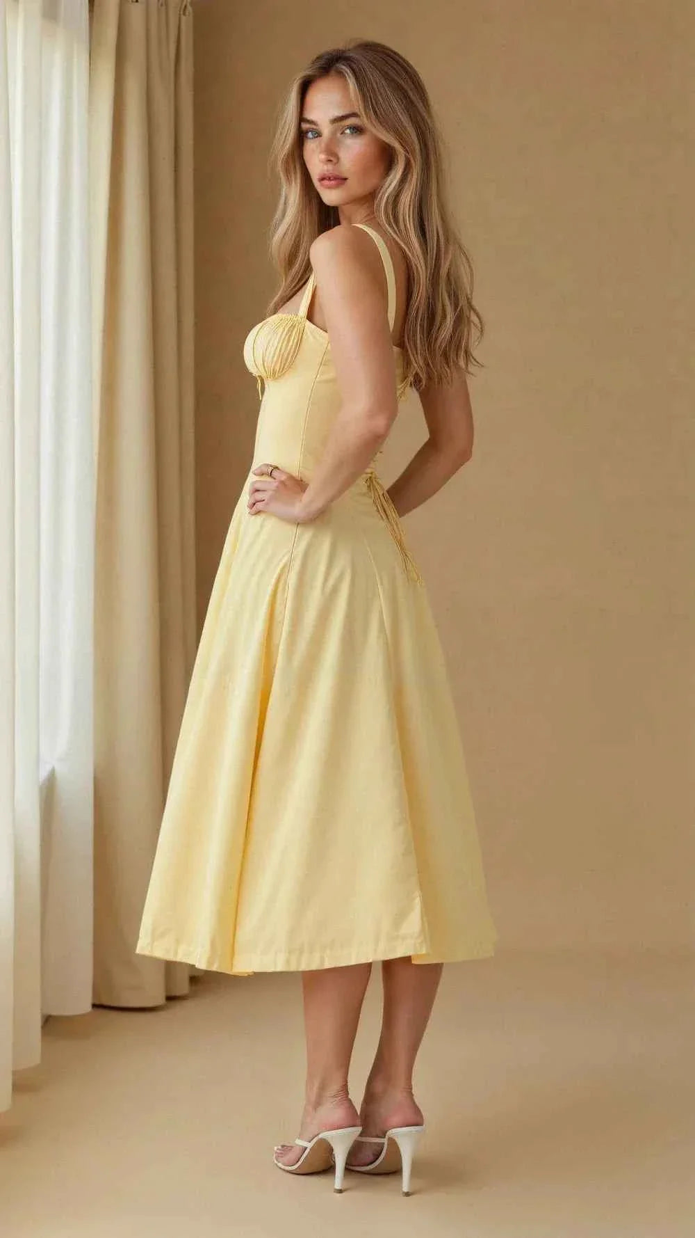 Sophie – Feminines Korsett Midikleid mit Sweetheart-Ausschnitt Modehuis-Nederland