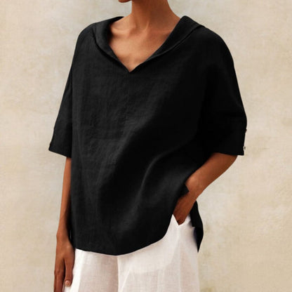 Martha | V-Neck Casual Linen Shirt Modehuis-Nederland
