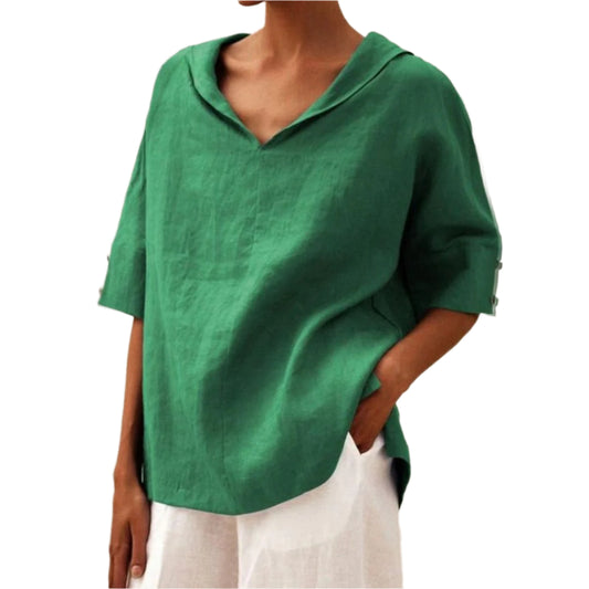 Martha | V-Neck Casual Linen Shirt Modehuis-Nederland