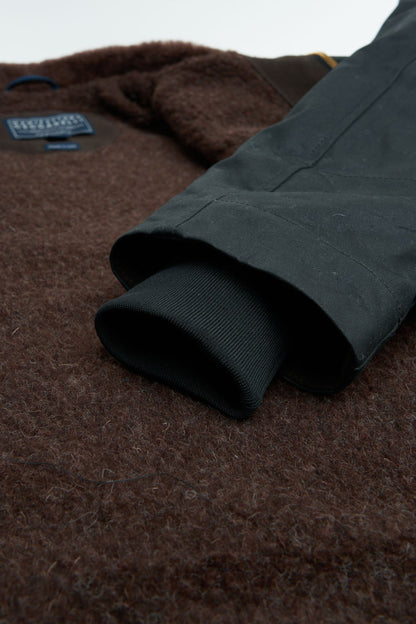 Manifattura Ceccarelli Waxed Deck Jacket Wool Teddy Fur Black Modehuis-Nederland