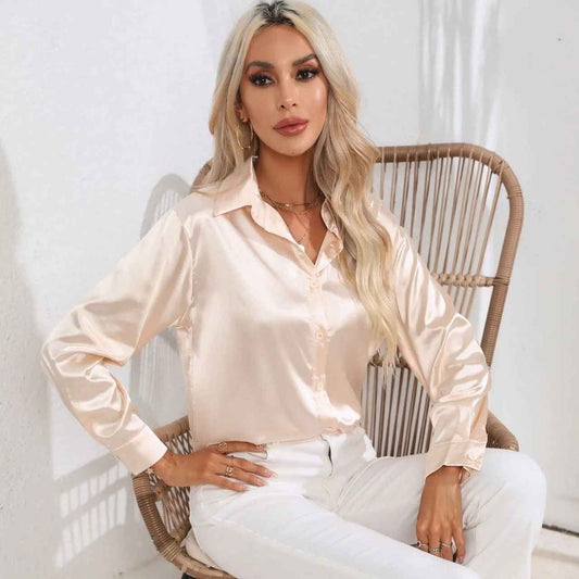 Giulia – Satinbluse look mit Glanz-Effekt für elegante Looks Modehuis-Nederland