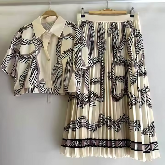 Rafaela | Tweedelige dames set met blouse en geplisseerde midi-rok voor dames Modehuis-Nederland