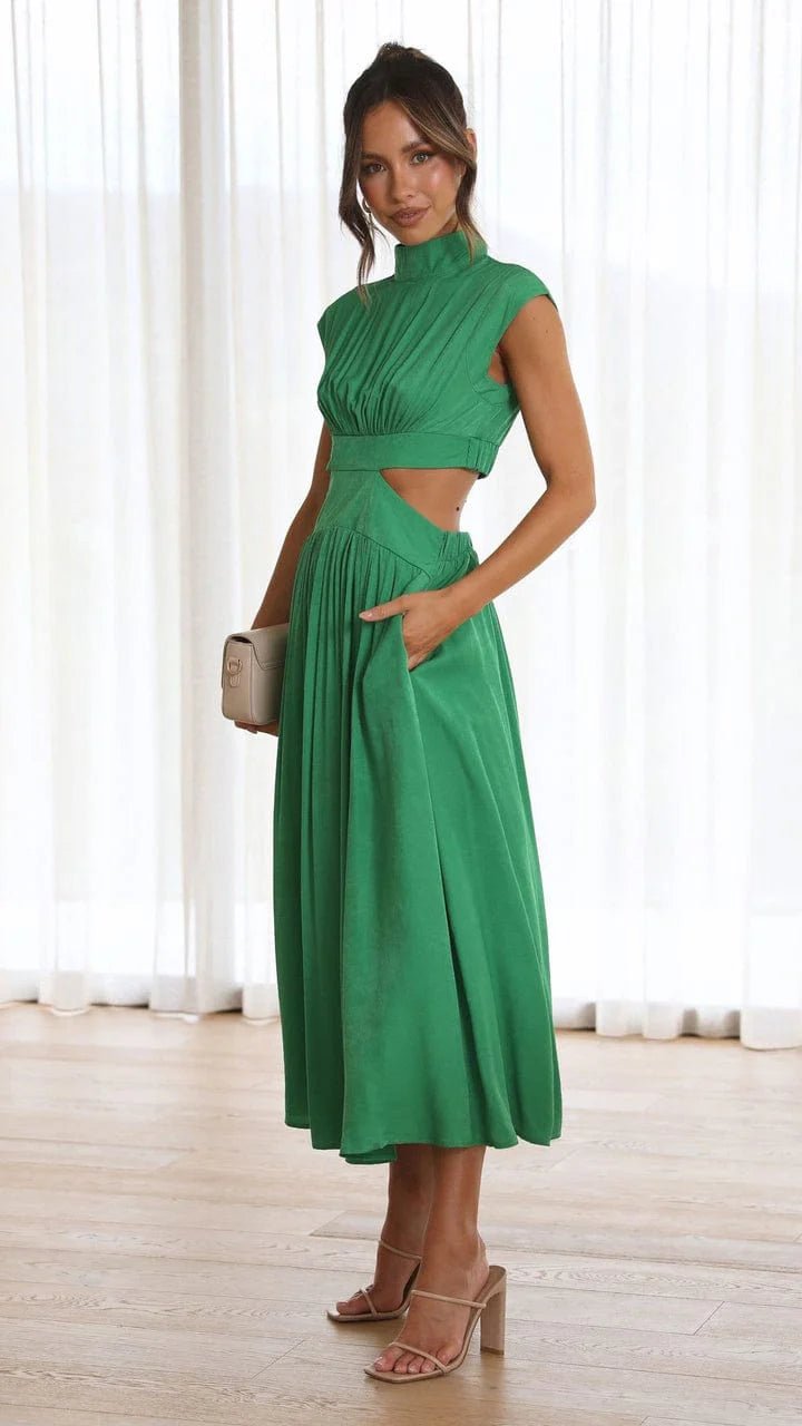 Elina – Midikleid mit Cut-Outs, Stehkragen und eleganter Taillierung Modehuis-Nederland
