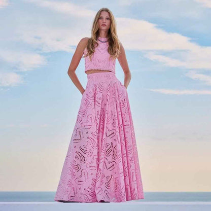 Amara – Zweiteiliges Sommer-Set mit Cut-out-Stickerei und Maxi-Rock Modehuis-Nederland