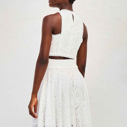 Amara – Zweiteiliges Sommer-Set mit Cut-out-Stickerei und Maxi-Rock Modehuis-Nederland