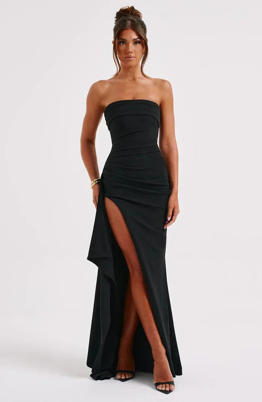 Jackie | Twisted maxi dress without shoulders Modehuis-Nederland